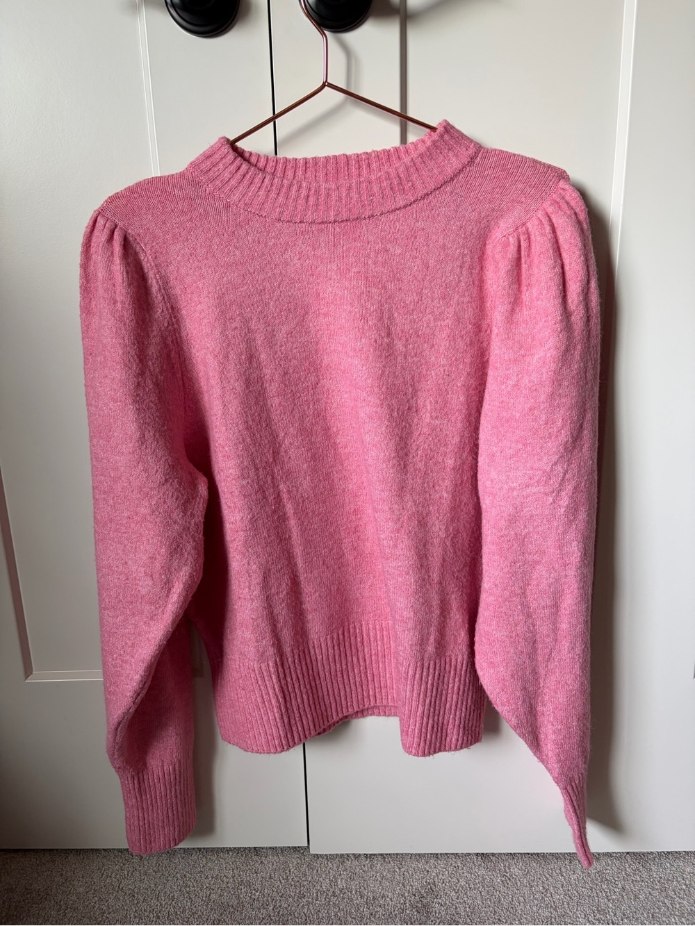 H&M Pink Puff-Sleeve Turtleneck-Style Sweater
